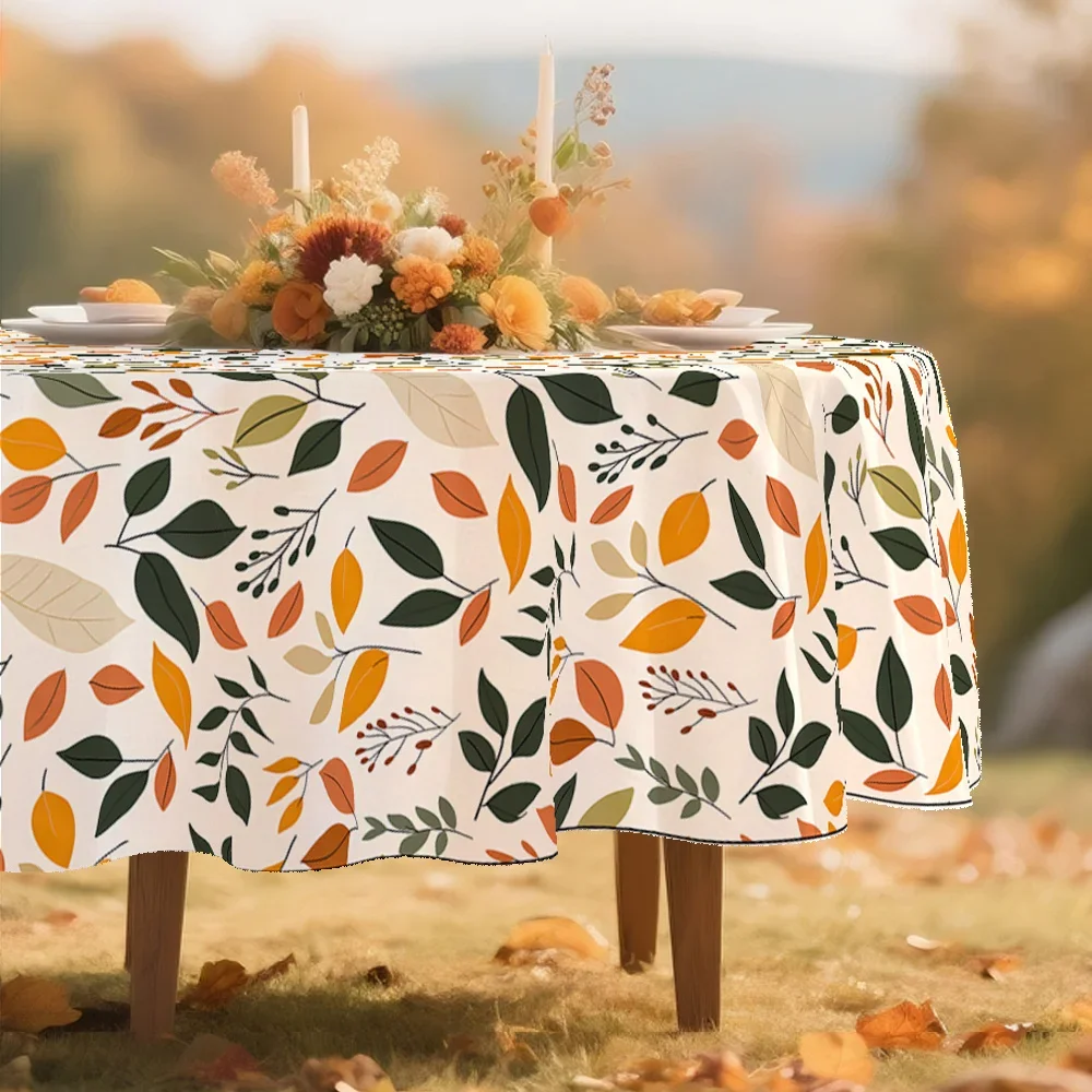 Single piece, romantic flowers, autumn, rural tablecloth, white decoration, leaf and fruit patterns, simple and modernxzj