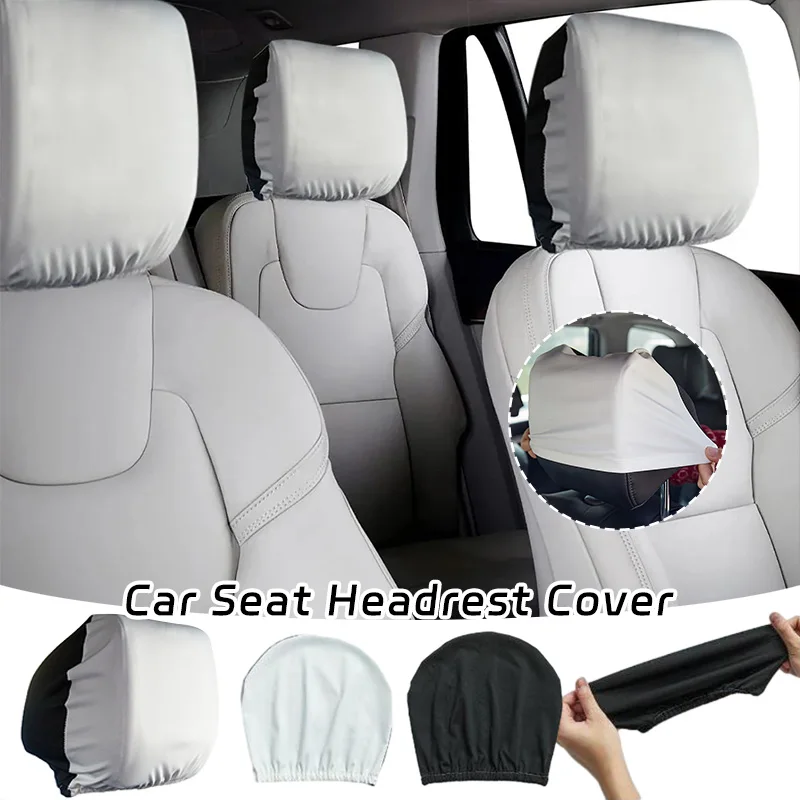 2Pcs Car Seat Headrest Cover Taxi Advertising Dust Head Cover Interior Black/White All Inclusive Headrest Pillowcase Universal