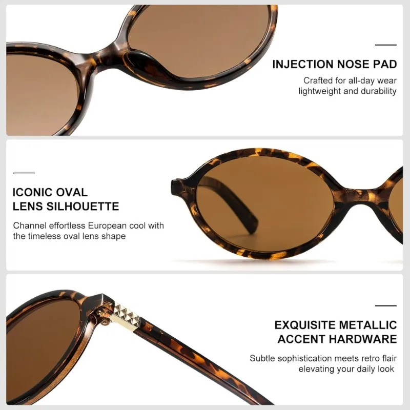 1/2 Stück Herren Vintage Ovale Sonnenbrille 90er Y2K Designer-Stil – Detail 4