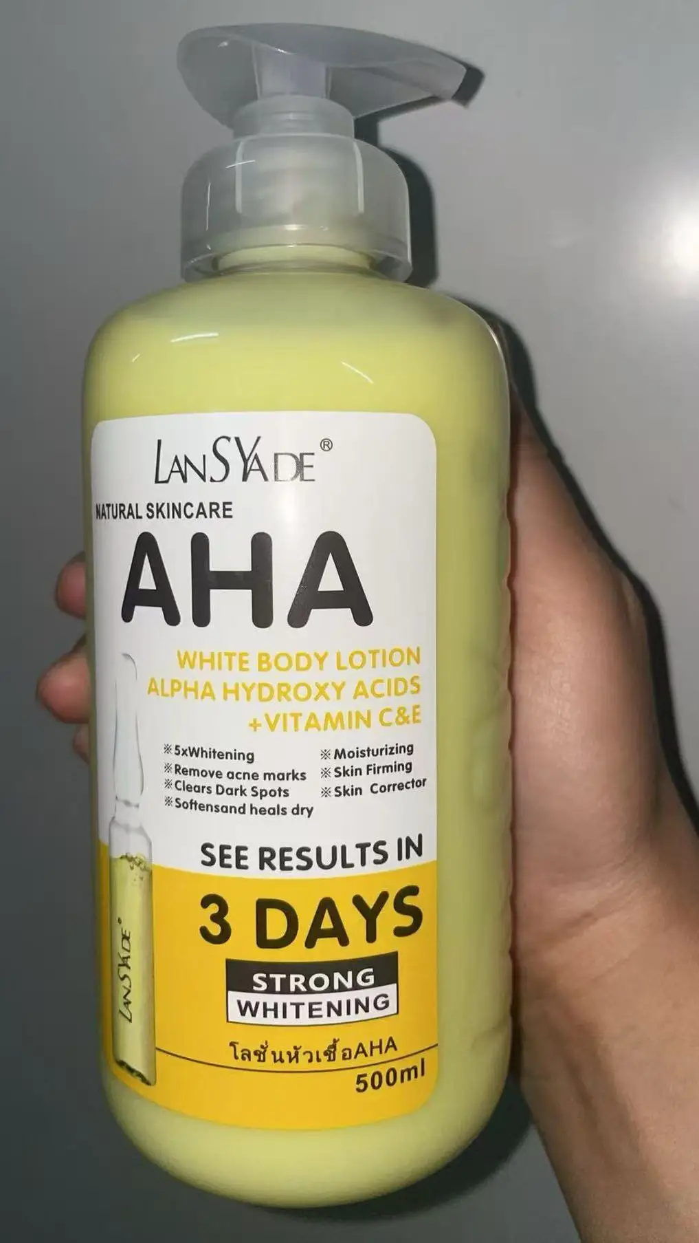 AHA & Vitamin Body Lotion 500ml, Gently Exfoliates + Brightens with VE for Smooth Hydrated Skin