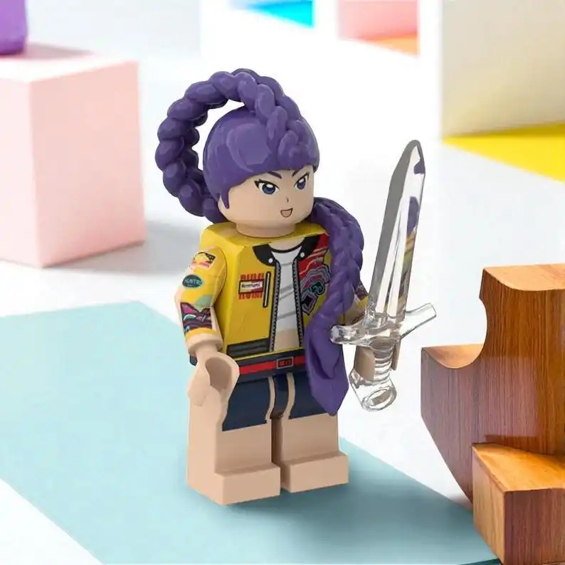 3 pçs kpop demon hunters rumi blocos de construção conjunto, modelo de montagem criativa boneca para crianças adultos coletores, construção educacional