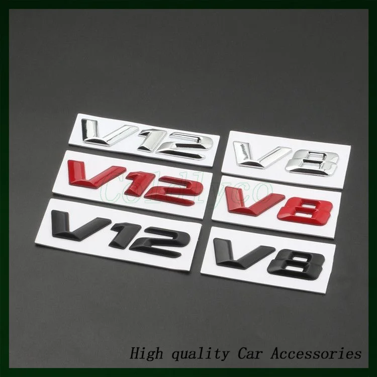 New 3D Font Numbers Letters V8 V12 Emblem for M760i Series F01 F02 G11 G12 Car Trunk Nameplate Logo Sticker Black Chrome