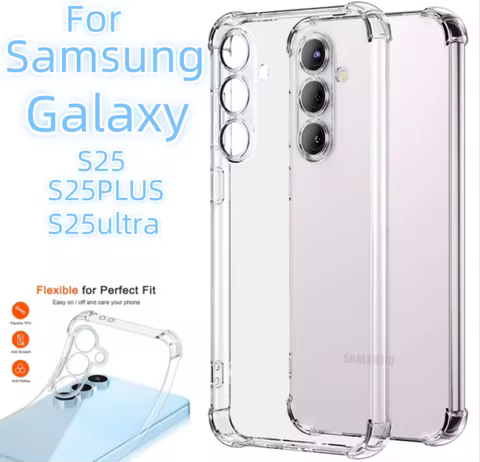 Transparent Silicone Shockproof Case For Samsung Galaxy S25 S24FE S23 S22Plus Ultra A55 A35 A25 A15 A54 A34 A24 A14 Clear Bumper