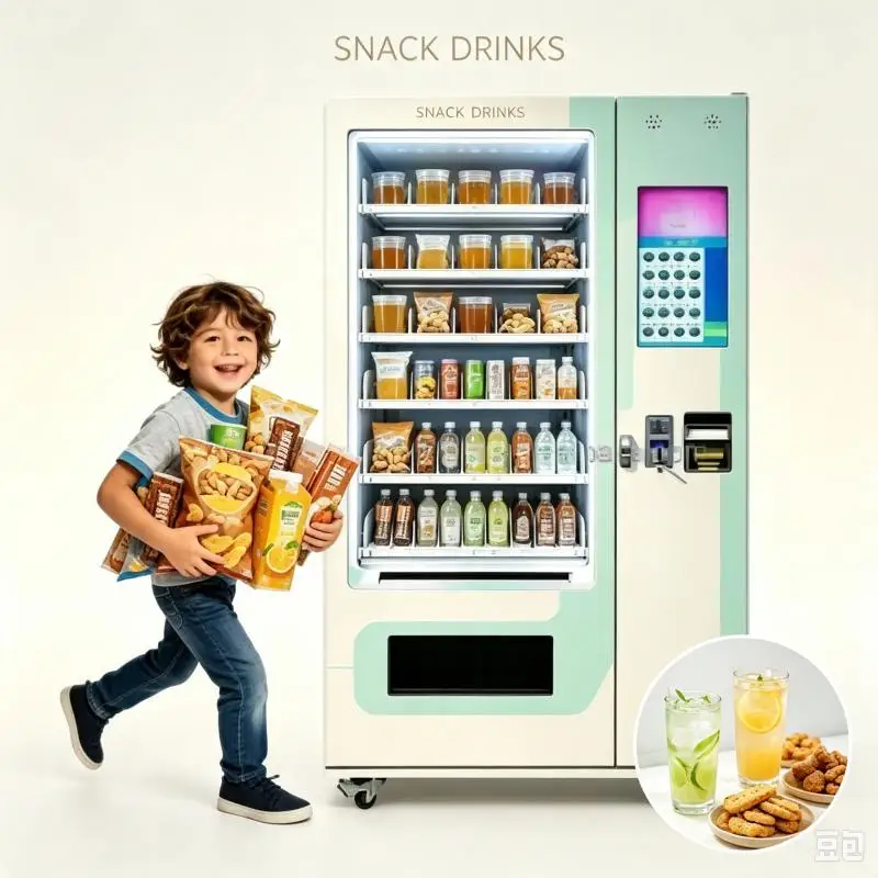 Customized Automatic Snacks Drinks Vending Machine Smart Kiosk Touch Screen Cloud Management System