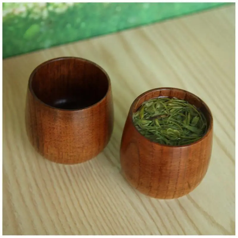 ABJI-Primitive Handmade Natural Wood Wooden Cup Breakfast Beer Milk Tea Mug
