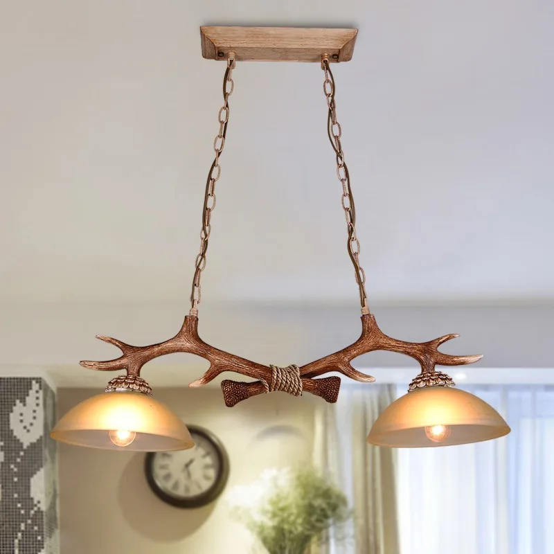 American Retro Deer Horn Chandelier Villa Aisle Coffee Shop Bar Counter Pendent Lights Living Dining Room Decor Hanging Lamps