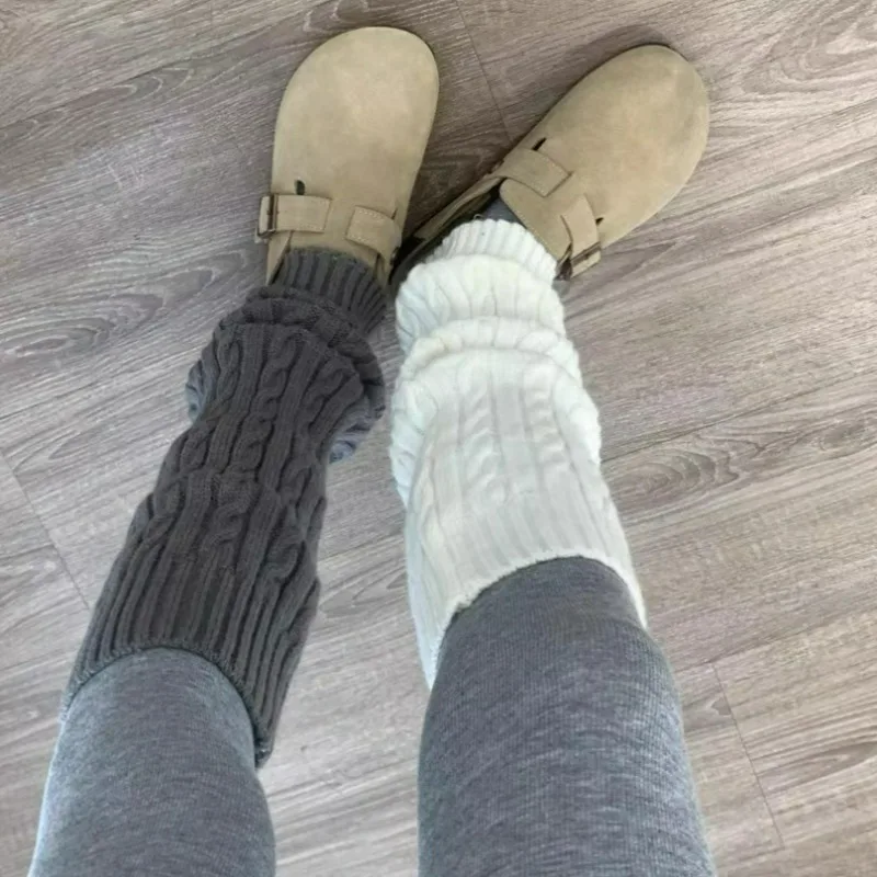Women Knitted Twisted Leg Cover Women Solid Color Autumn Winter Fashion Hemp Flowers Kneepad Crochet Hook Solid Color Boot Cuff