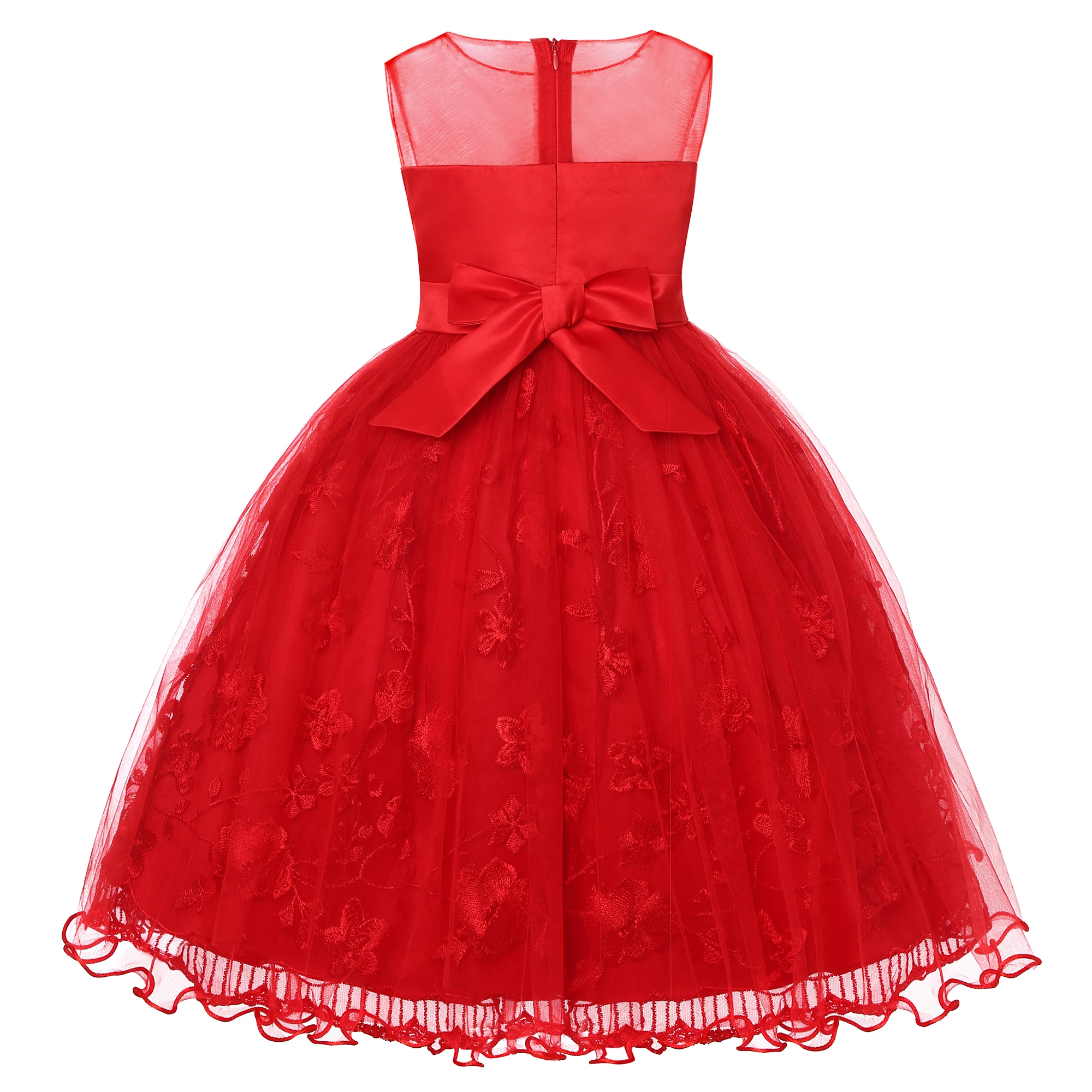 Mädchen-Netz-Seidenkleid mit Blumenstickerei für Hochzeit, Geburtstag, Party, Spitzen-Prinzessinnenkleid, Karneval, Weihnachten, Tanz-Performance-Outfit – Detail 39