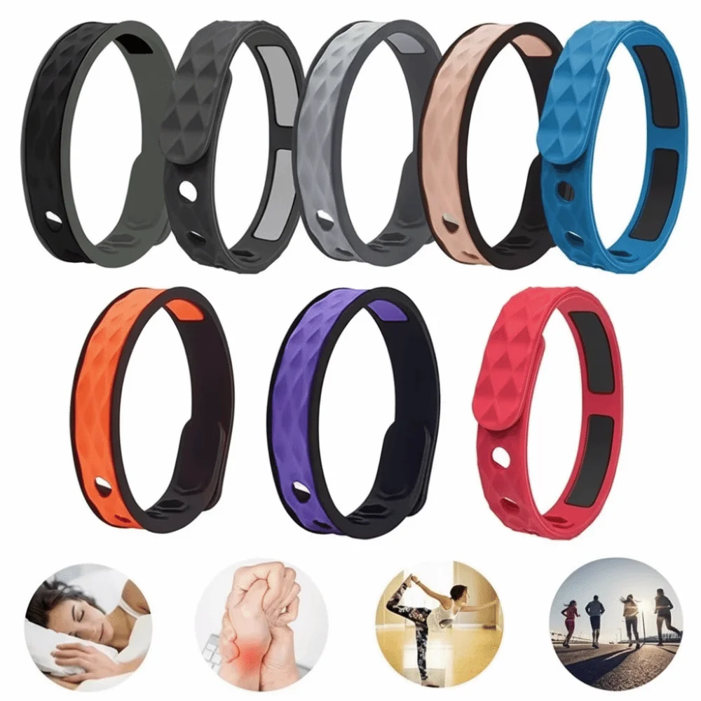 Silicone Anti Static Bracelet Adjustable Waterproof Negative Ion Wristband Wireless Rhombic Static Eliminator Bracelet Men