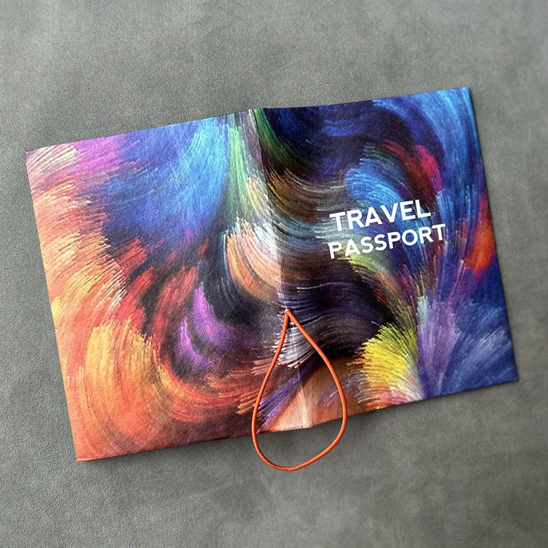 New Abstract Waterproof Paper Passport Cover  with Elastic Bands Card Slots for Women