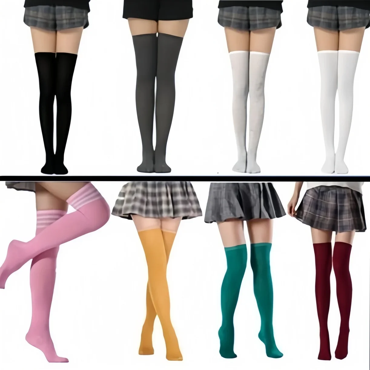 NEWJOINFUN 1 Pair Japanese Girls Color Striped Stockings Over Knee Socks Fashion Women's Keep Warm Sexy Long Sock Black White