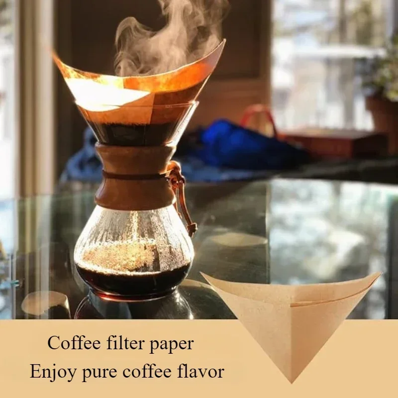 50PCS Square Natural Unbleached Coffee Filter Easy Carry Home Office Coffee Maker Use Fit for 3-10 Cups Disposable Coffee Filter