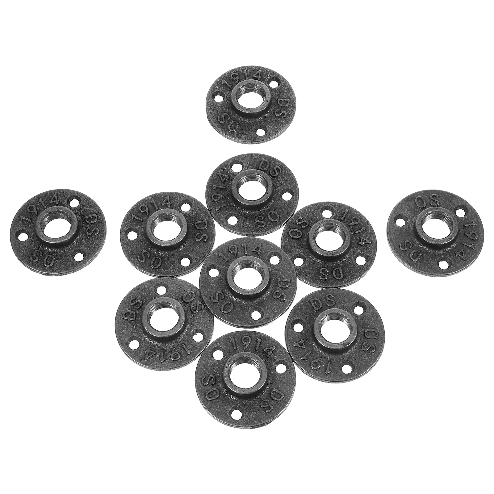 

10pcs 4 Inch Malleable Threaded Floor Flange Black Iron Fittings Wall Mounted Flange For Industrial Furniture Shelving Frame