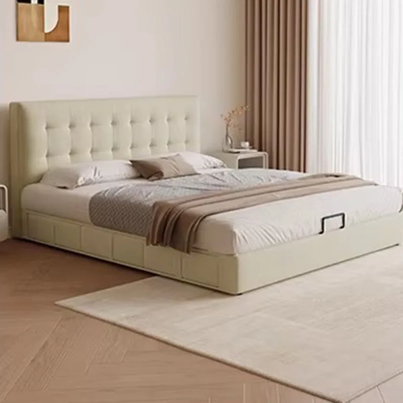 

Double Queen Bed Modern Floor Frame Wooden Space Saving Beauty Bed Japanese Design Letto Matrimoniale Lounge Suite Furniture