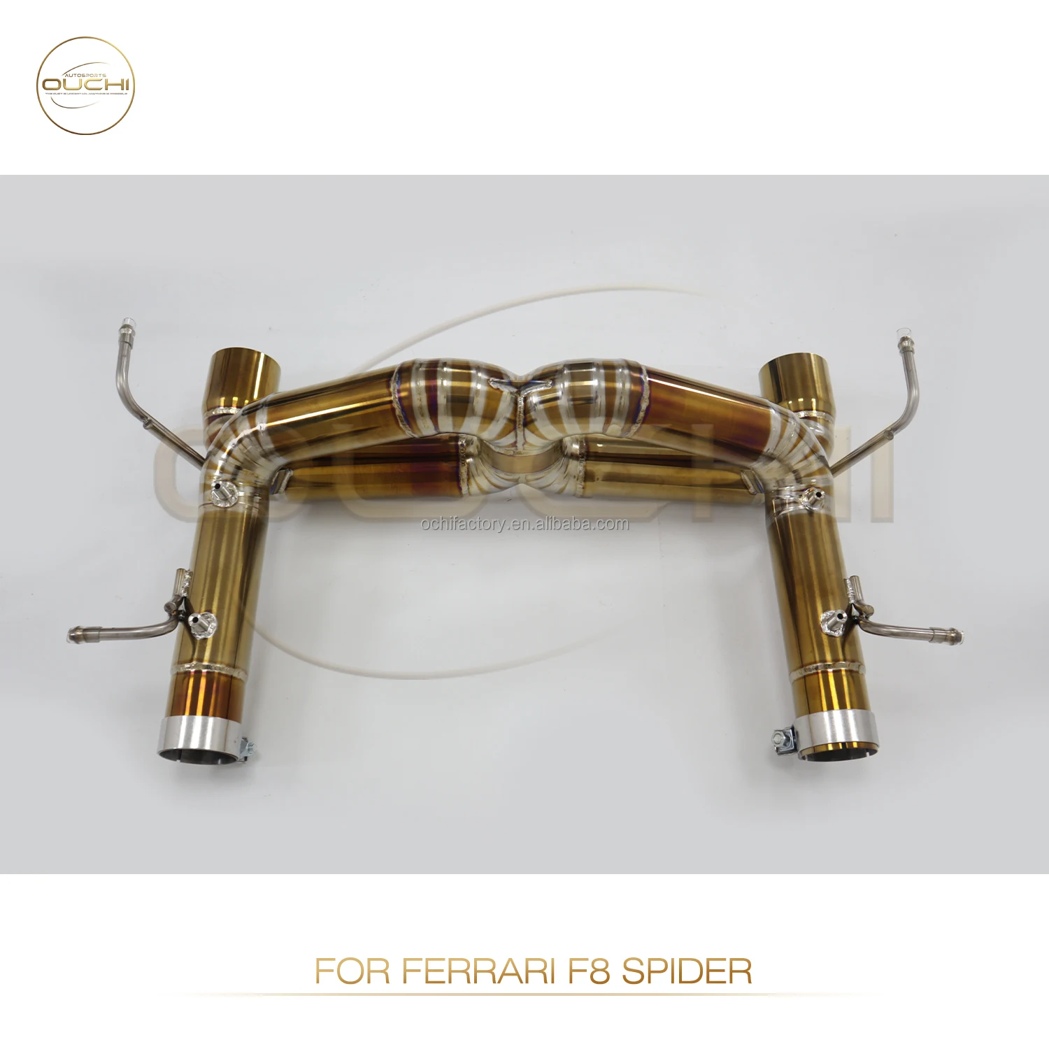 أجزاء أداء السيارات OUCHI لـ Ferrair F12 F8 2015-2019 3.9T Spider Pista Gold سبائك التيتانيوم Catback Supra صمام العادم