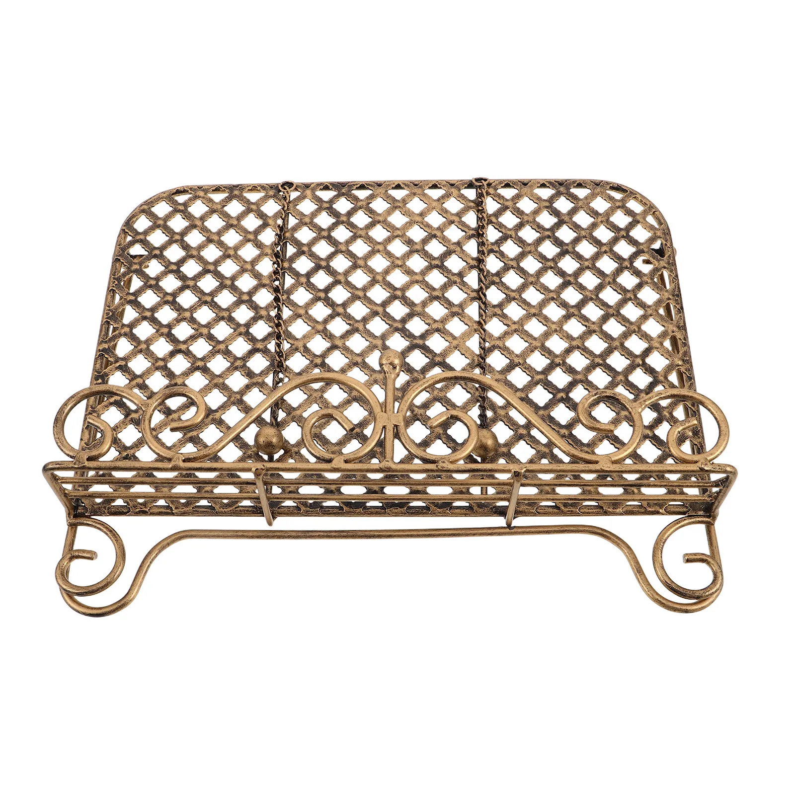 Kitchen Cookbook Stand Metal Foldable Heavy Duty Iron Recipe Book Holder Reading Rack Vintage Style Countertop