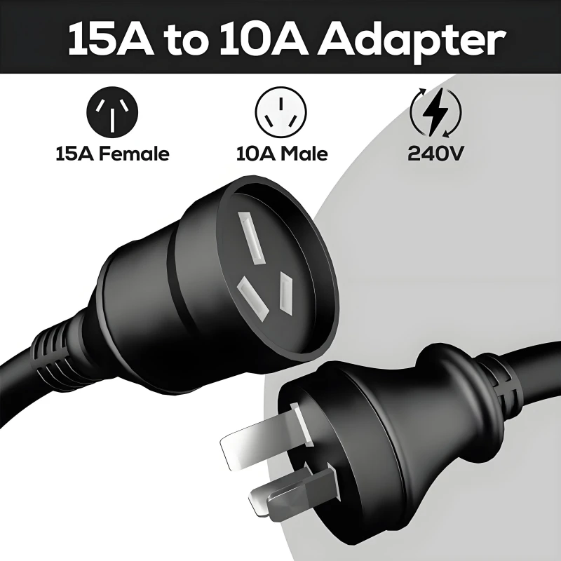 15A to 10A EV Charging Adapter 20CM Cable Portable EV Charger Adapter AU Plug for Electric Vehicles Accessory