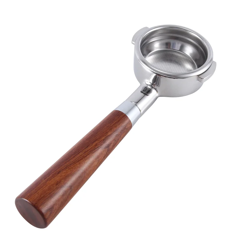 AF93-58MM ماكينة القهوة ذات الأذن المزدوجة بدون قاع حامل مرشح Portafilter E61 ملحق مقبض خشبي