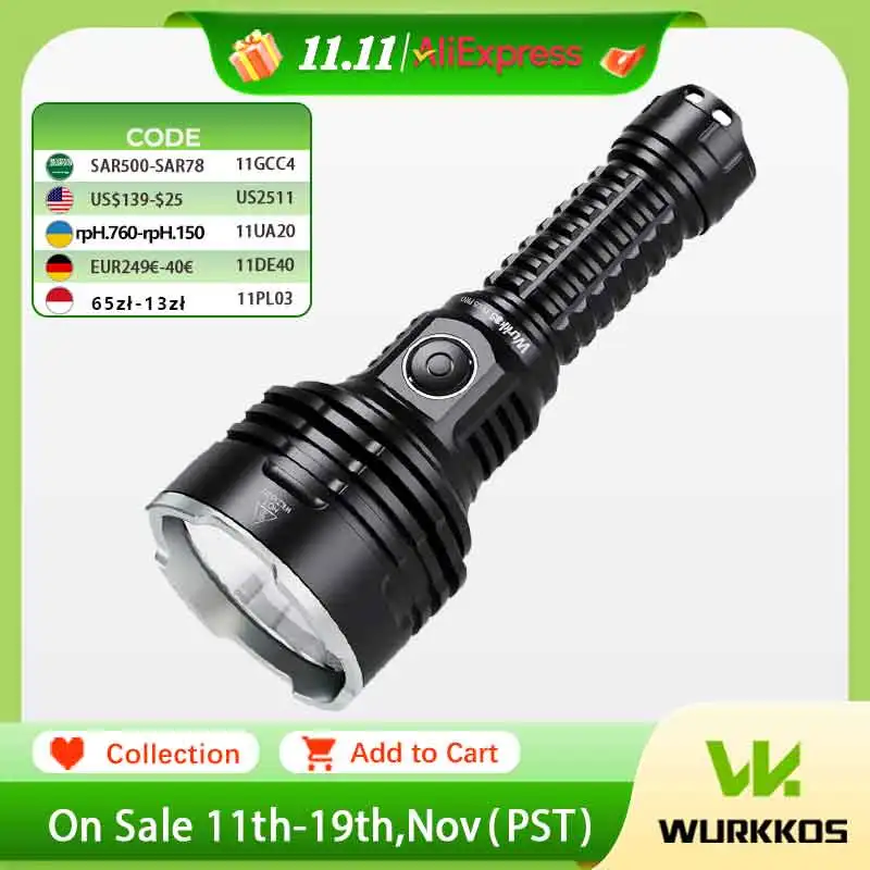 

Wurkkos TS30S PRO Lighting 6000Lm SBT90.2 LED 5700K Tactical Flashlight Type-C Rechargeable 21700 Battery Portable Flashlight
