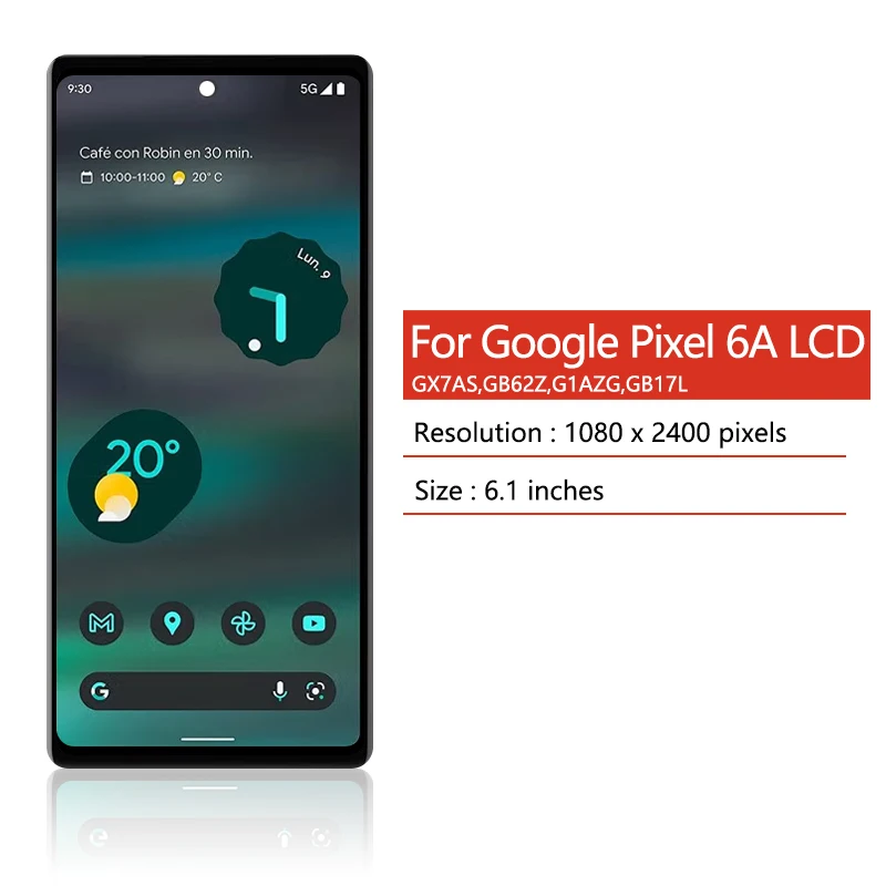 TFT качество для Google Pixel 6A ЖК-дисплей с сенсорным экраном и дигитайзером для Google Pixel 6a ЖК-экран 6A с рамкой