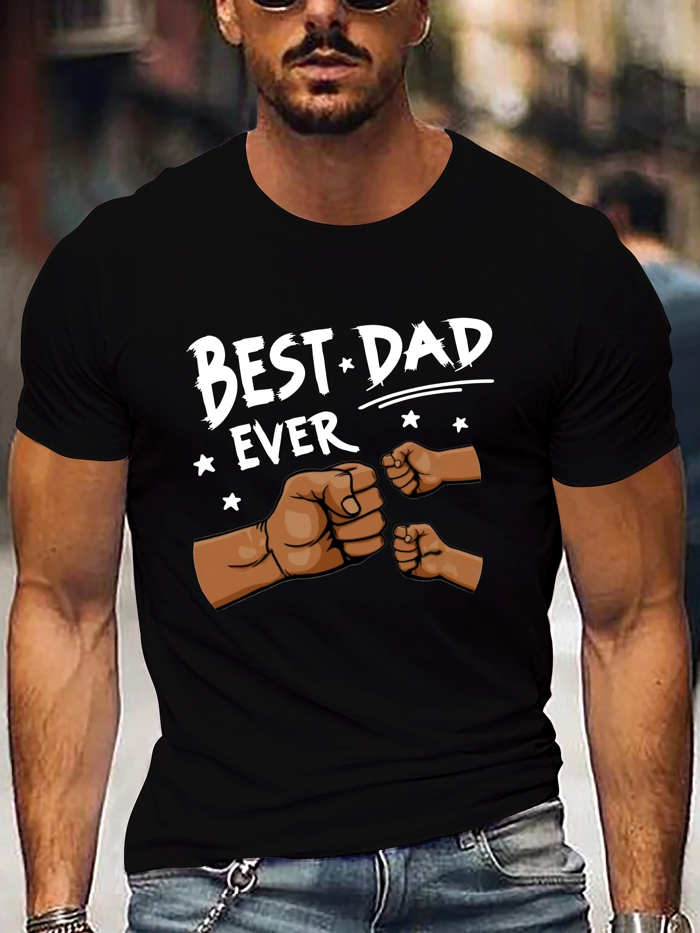 

Best Dad Ever T-Shirt Casual Short Sleeve Father'S Day Everyday Wear Crew neck Casual Jumper Fashion Streetwear