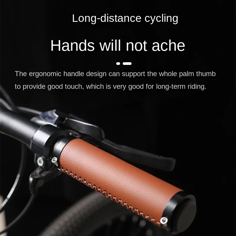 ESLNF  Bike Vintage Handle Cover Hand Sewn Retro Leather Handle Cover Mountain Bike And Road Bike Bicycle Accessories