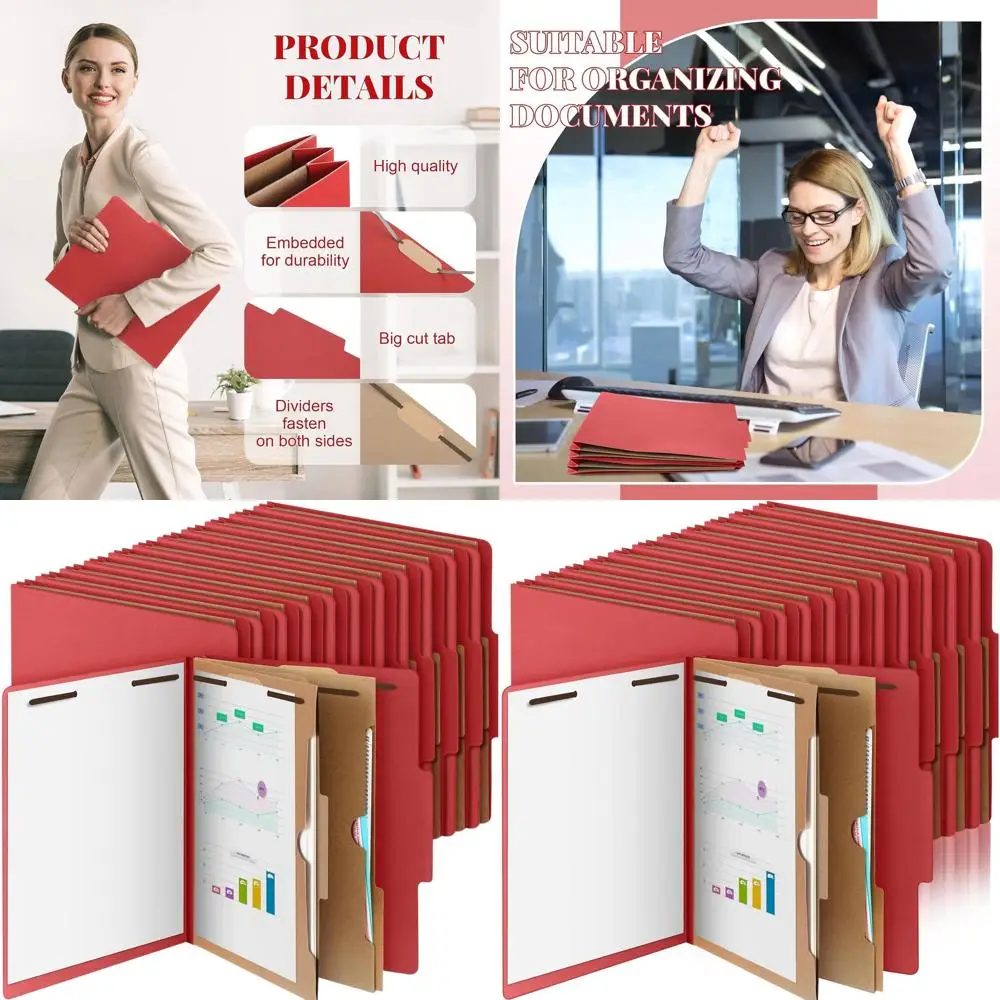 

Letter Size 24 Pocket Pressboard File Folders with Fasteners, Expanding Organizer for Teachers, Clergy, Offices, and Church, Chr