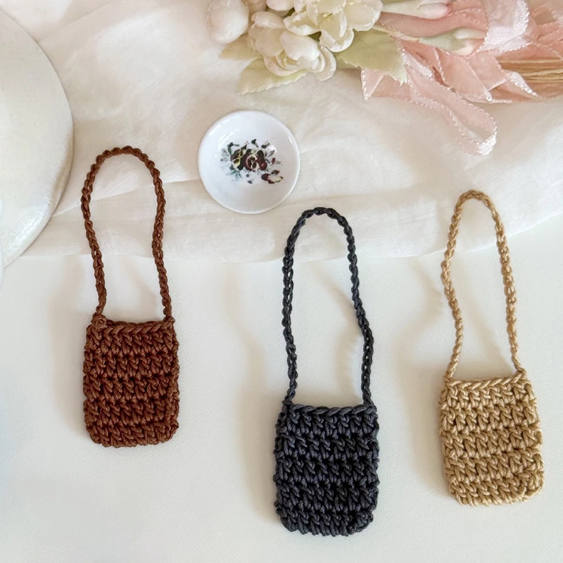 ~Hand-crocheted Flower Bag For 15/17cm Doll Dollhouse Kids Toys Doll Satchel Baby Clothes Cute Doll Accessories