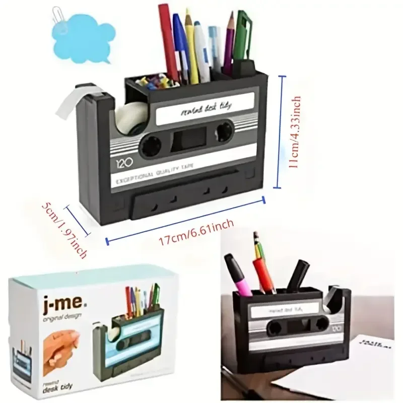 Retro Pop Tape Multi-functional Desktop Pen Holder Stationery Storage Gift for Friends' Birthday - Creative Office Accessories