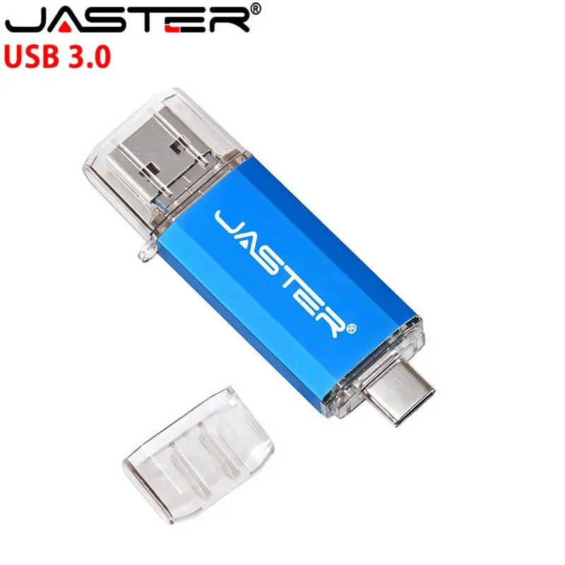 JASTER-USB 3.0 타입 C OTG USB 플래시 드라이브 Usb 3.0 펜드라이브, 타입-C 모바일/PC 64GB 32GB 16GB 고속 마이크로 USB 스틱