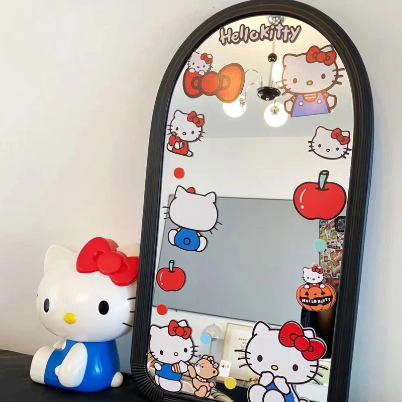 Kawaii Hello Kitty Mirror Decoration Sticker Cute Cartoon Charm Mickey Mouse Scooter Luggage Sticker Birthday Gift