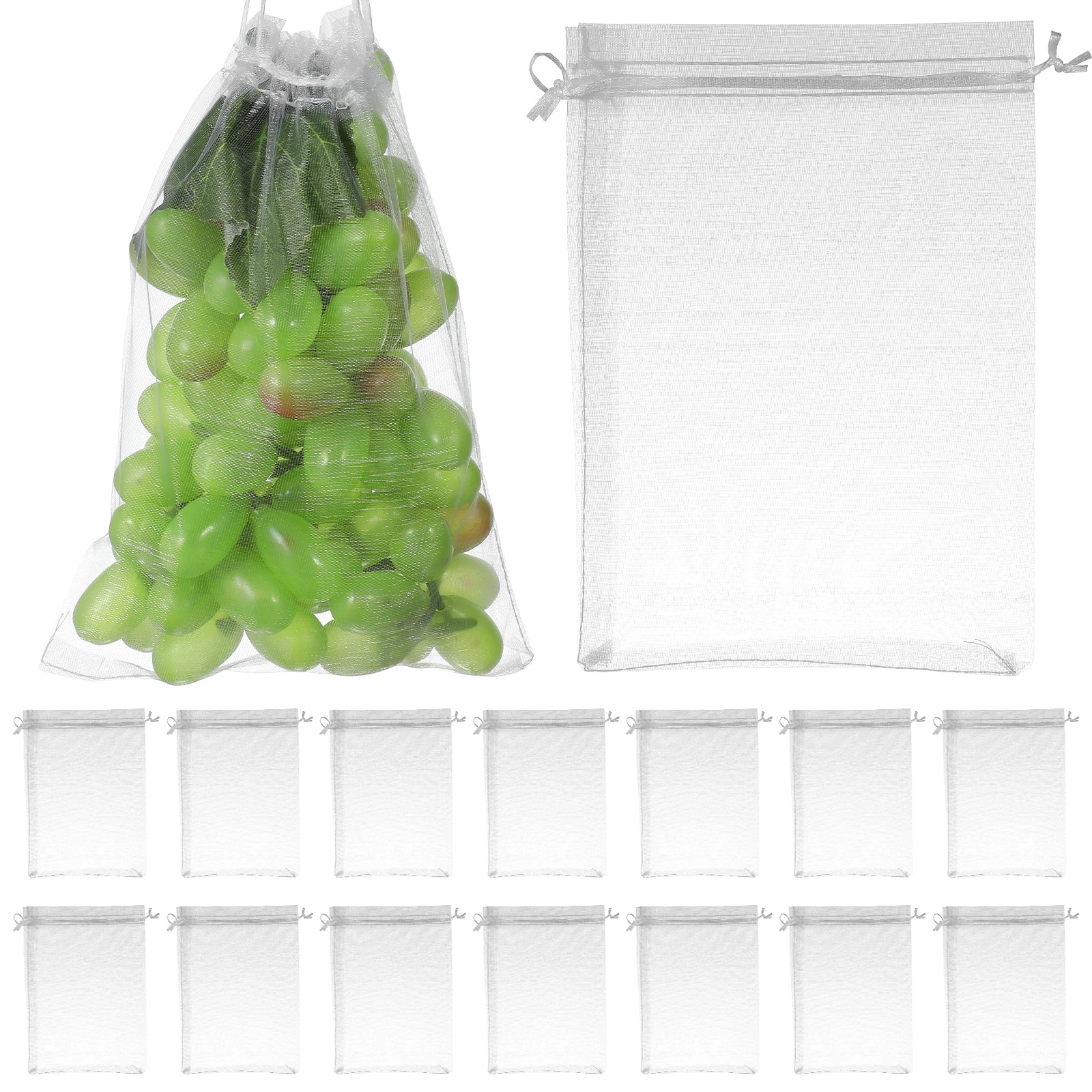

50pcs Fruit Protection Bags 15x20CM Mesh Drawstring Netting for Trees Reusable Garden Covers Anti Insect Tomato Safeguards