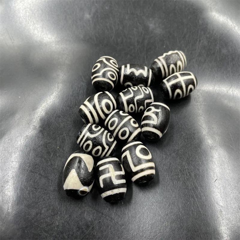 DIYJewelry Accessories Pulp Black and White Sky Beads Agate Rice Beads Barrel Beads 12*16mm Old Agate Long Beads Duobao