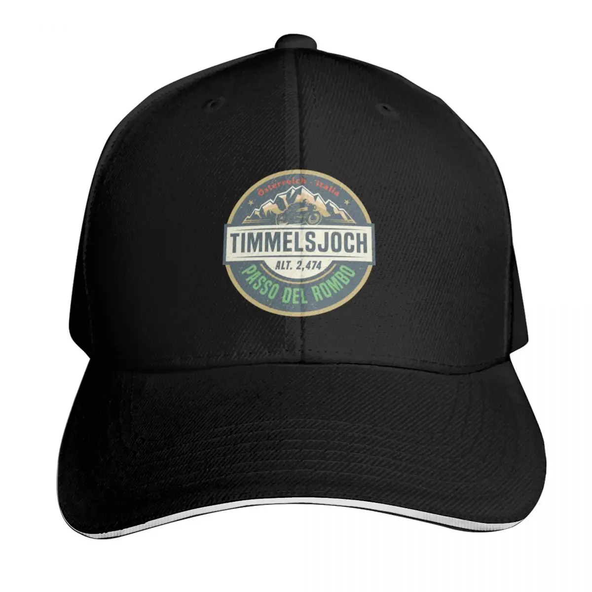 Timmelsjoch - Passo del Rombo Baseball Cap Contrast Two Tone Brim Snapback Flat Bill Strapback Dad Hat