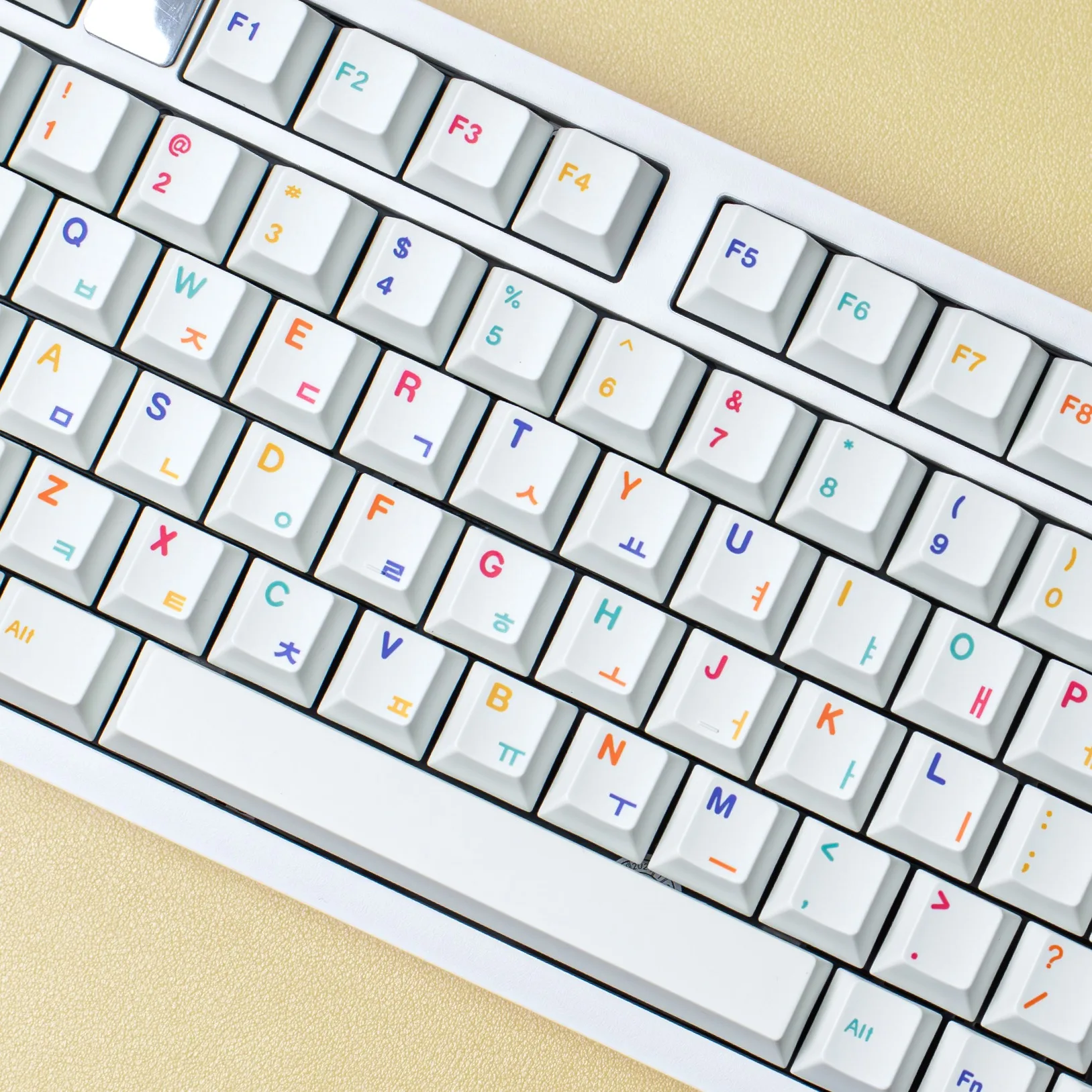 Korean Spanish French Japanese Russian German Minimalist White Keycaps ISO 7U Cherry Profile PBT Keycap For Mechanical Keyboard