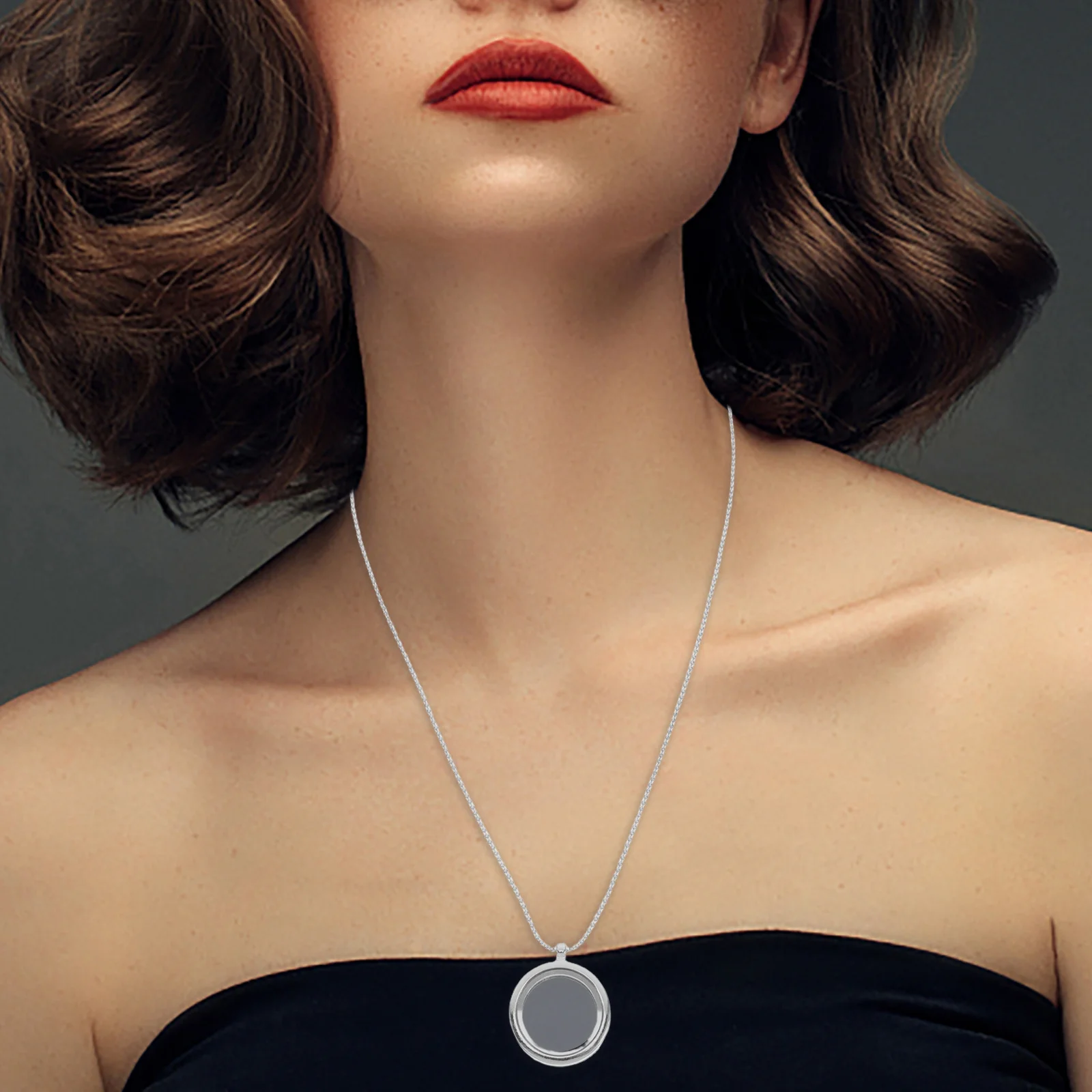 

Круглый медальон из сплава, ожерелье из прозрачного стекла, открывается для добавления подвесок, персонализированный кулон с памятью, подарок для мужчин и женщин