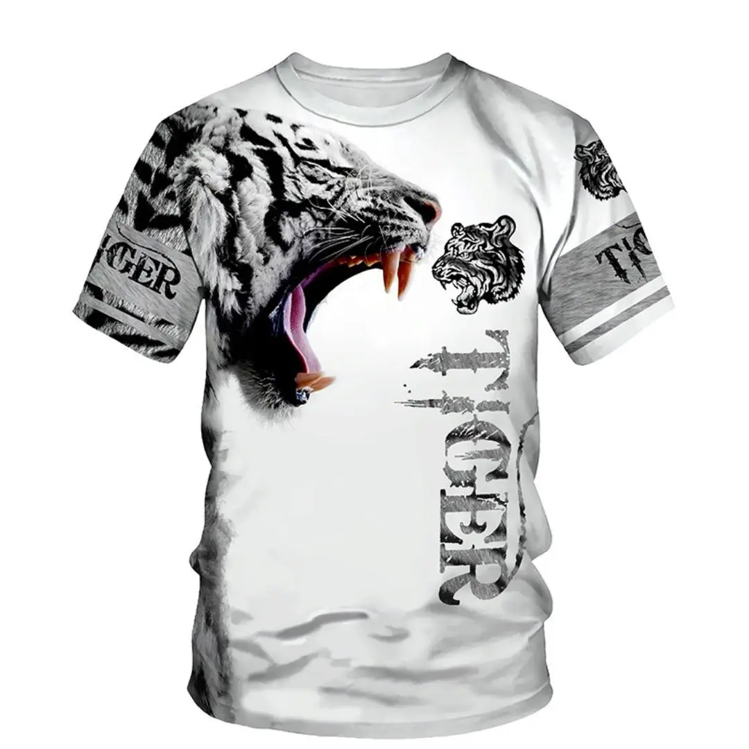Summer Men\'s New T-shirt Classic lion 3D Printed Trend Casual Short sleeved Top Casual T-shirt Super Large S-6XL Casual