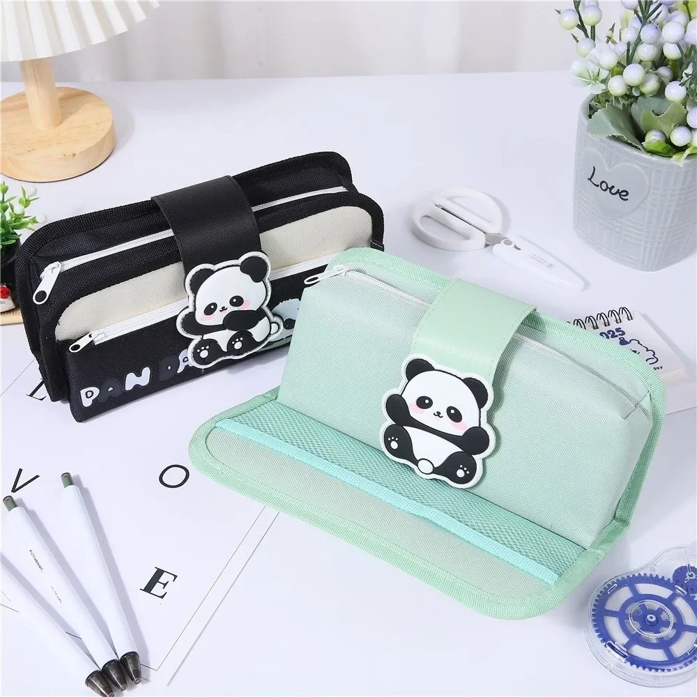 Panda Pen Bag Oxford ​​Large Capacity​​ Stationery Bag ​​Multilayer ​​Desktop Storage Stationery Organizer