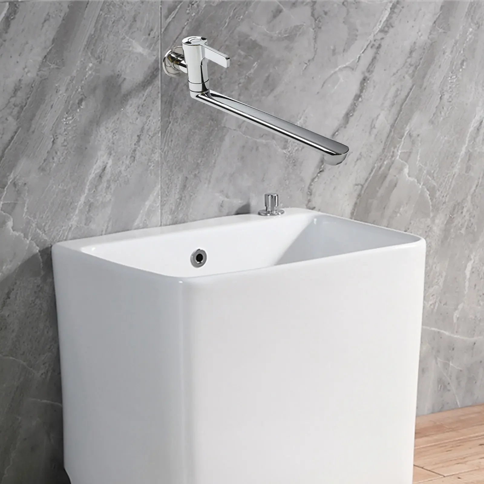20cm Stainless Steel Faucet Extended Reach Faucet Wall-mounted Faucet Easy Access To Water Extended Reach Design