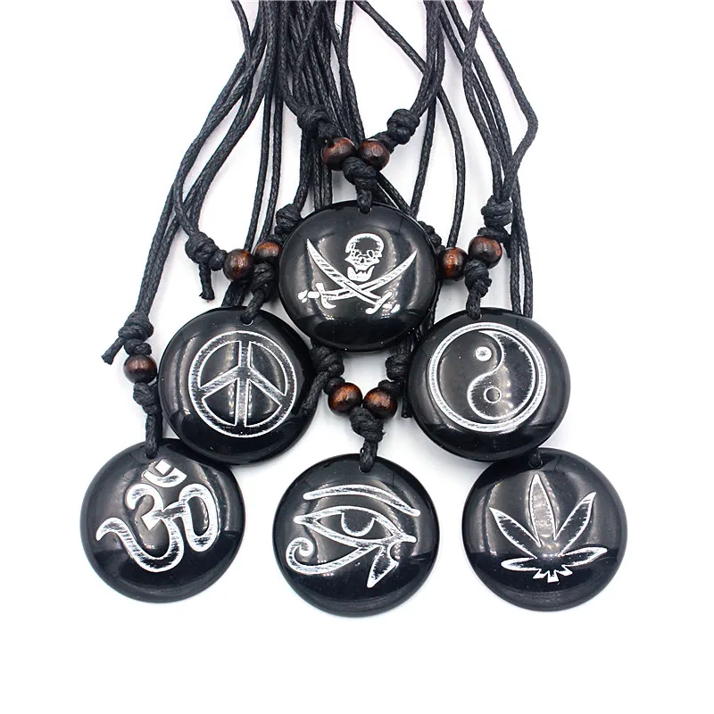 AUM OM Ohm Hindu Buddhist Hinduism Yoga India yak bone Carving Pendant Necklace Amulet Lucky Gift Tribal Fashion Jewelry MN578