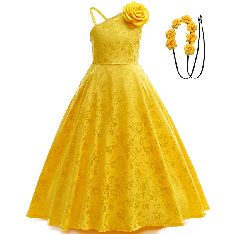 

Элегантное праздничное платье для девочек, желтое вечернее платье для конкурса красоты, карнавальное платье для девочек, детский костюм для особых случаев