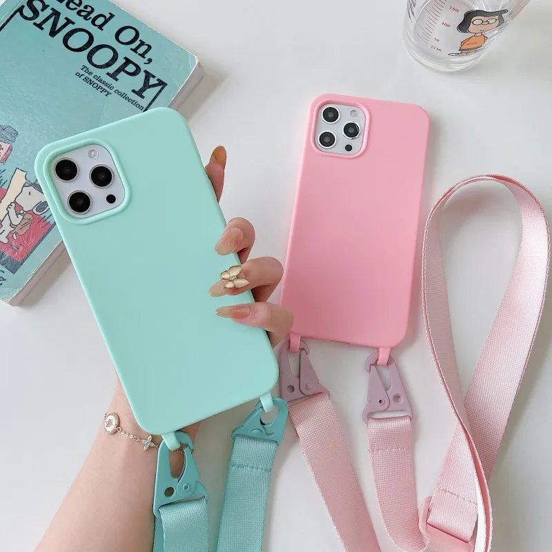

Candy Strap Case For iPhone 16 Pro Max 16 Plus 16Pro 16Plus iPhone16 Crossbody Cord Lanyard Rope Soft Silicone Shockproof Cover
