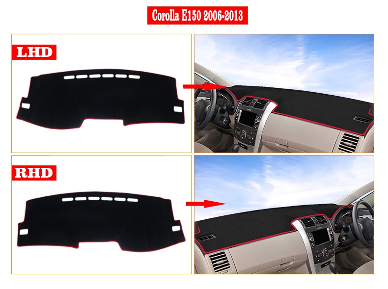 Auto Dashboard Abdeckung Dash Anti-Uv-Matte Für Toyota Corolla E180 E150 2006 2007 2008 2009 2010 2012 2013 2014 2015 2016 2017 2018 – Detail 5