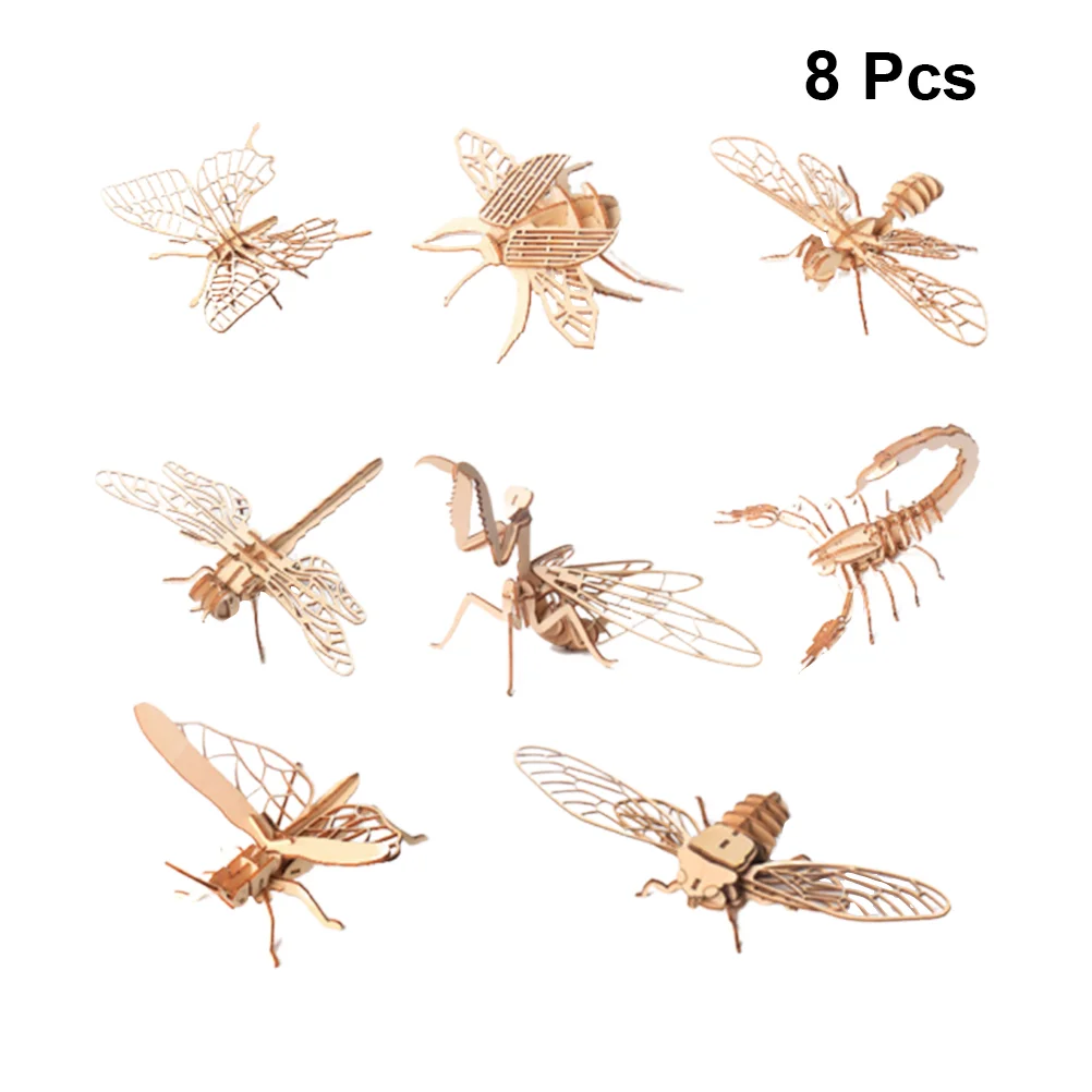 Modèle d'Insecte de Peinture pour Enfant, Figurine d'Ornement, Jouets de Simulation en Trois Dimensions, 8 Pièces