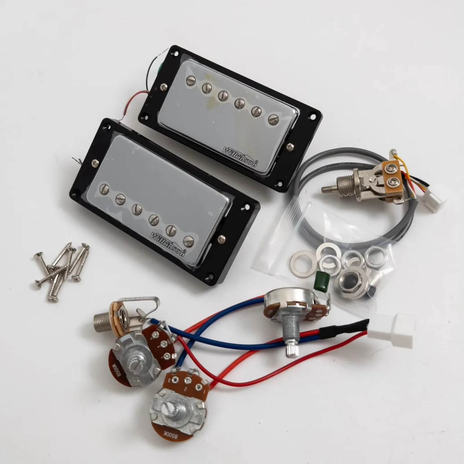 Electric Guitar Humbucker Pickup Set Bridge Neck 4 Conductor Ceramic Magnet 2V1T Prewired Wiring Kit Replacement Parts