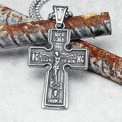 316L Stainless Steel Jesus Cross Pendant Vintage Friday Men Necklace Retro Chain Religion Rock Punk for Biker Male Jewelry Gift