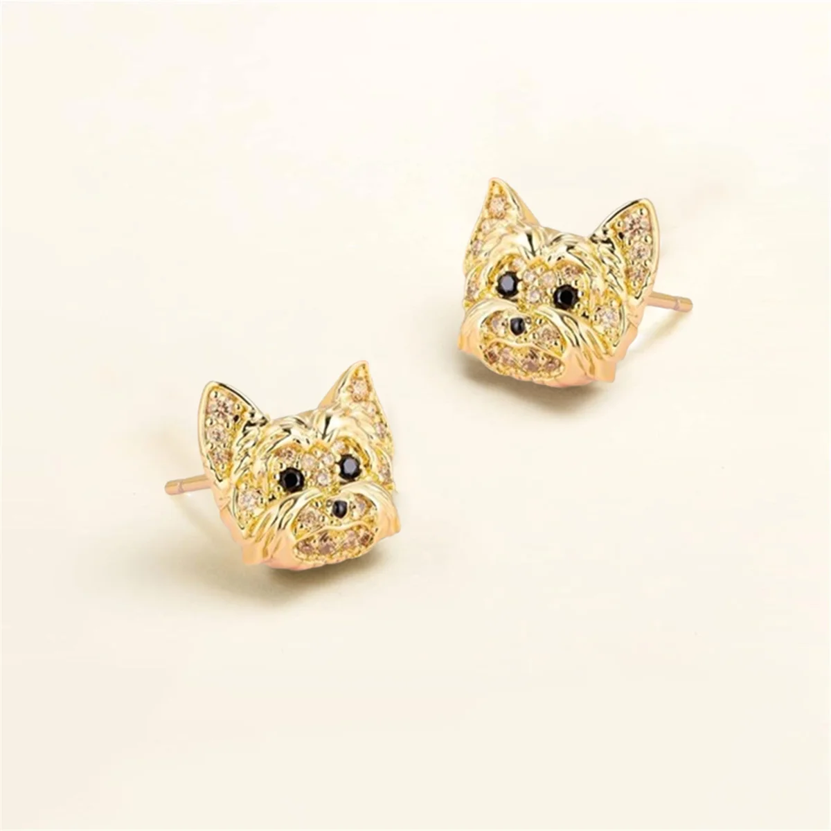 Creative Cute Golden Yorkshire Stud Earrings for Women Exquisite Pet Puppy Earrings Jewelry Birthday Holiday Gift for Dog Lovers