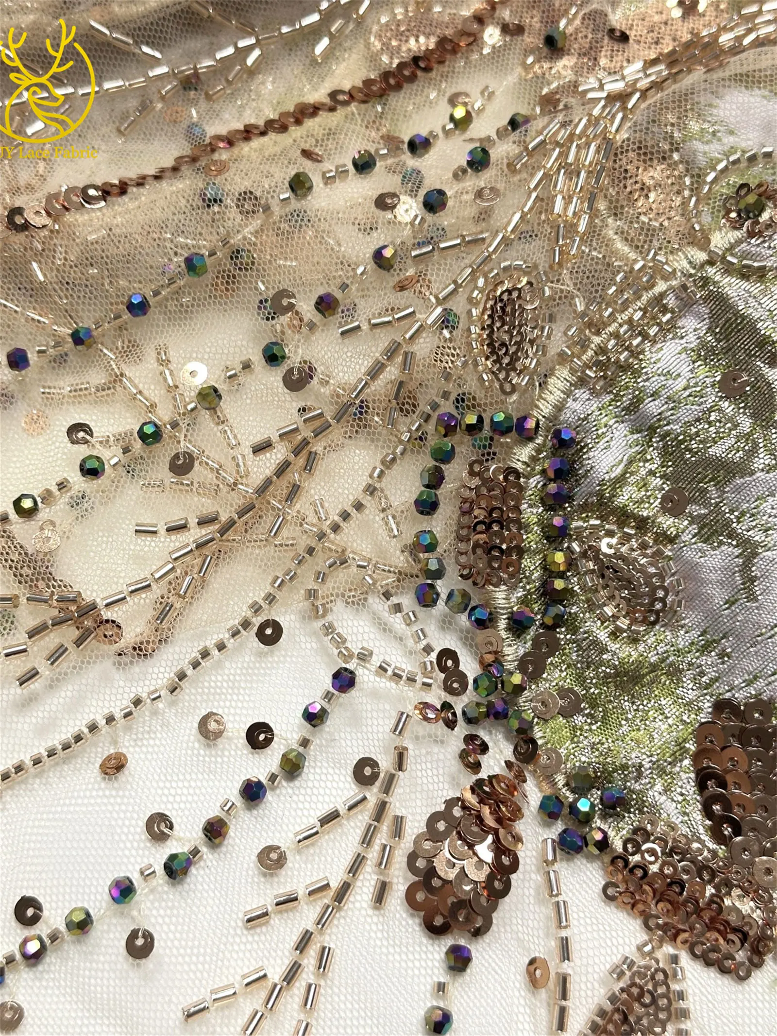 Burgunderroter neuer Design afrikanischer schwere Perlen-Chiffon-Spitzenstoff 2026 Hochwertiger nigerianischer Pailletten-Spitzenstoff für Partykleider – Detail 10