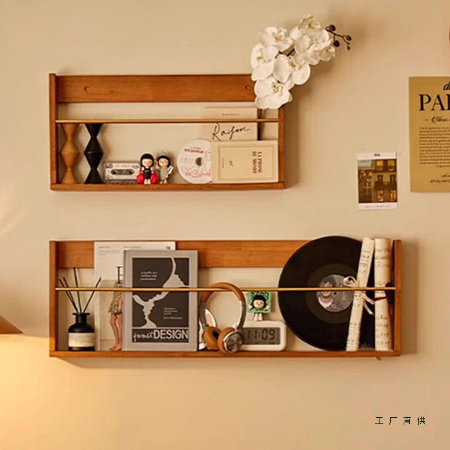 Massivholz-Bücherregal Wandregal Hängeregal für Wohnzimmer Küche Badezimmer Büro Wandregal für Zeitungen und Zeitschriften