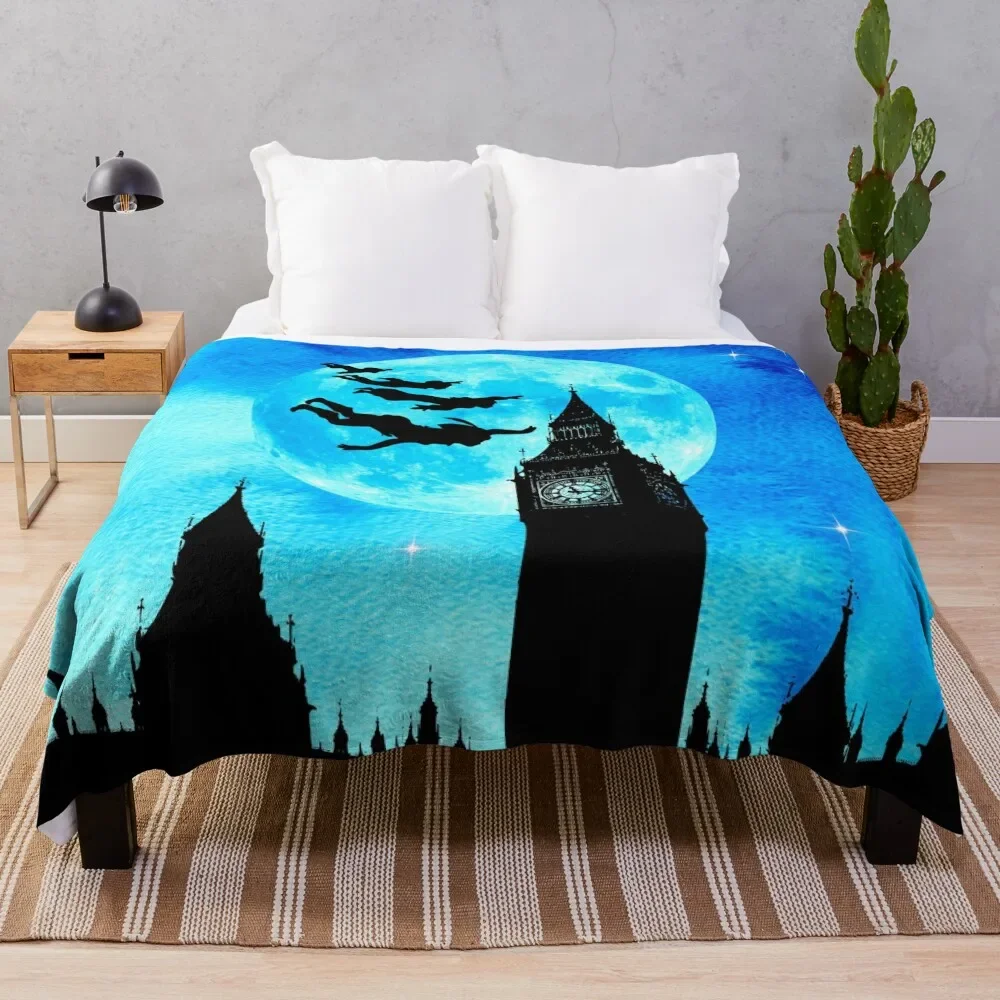 

Magical Watercolor Night - Peter Pan Throw Blanket warm for winter cosplay anime Blankets